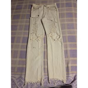 Vintage Size 29x33 Levis 501 Thrashed Distressed Button Fly Jeans 80s 90s White